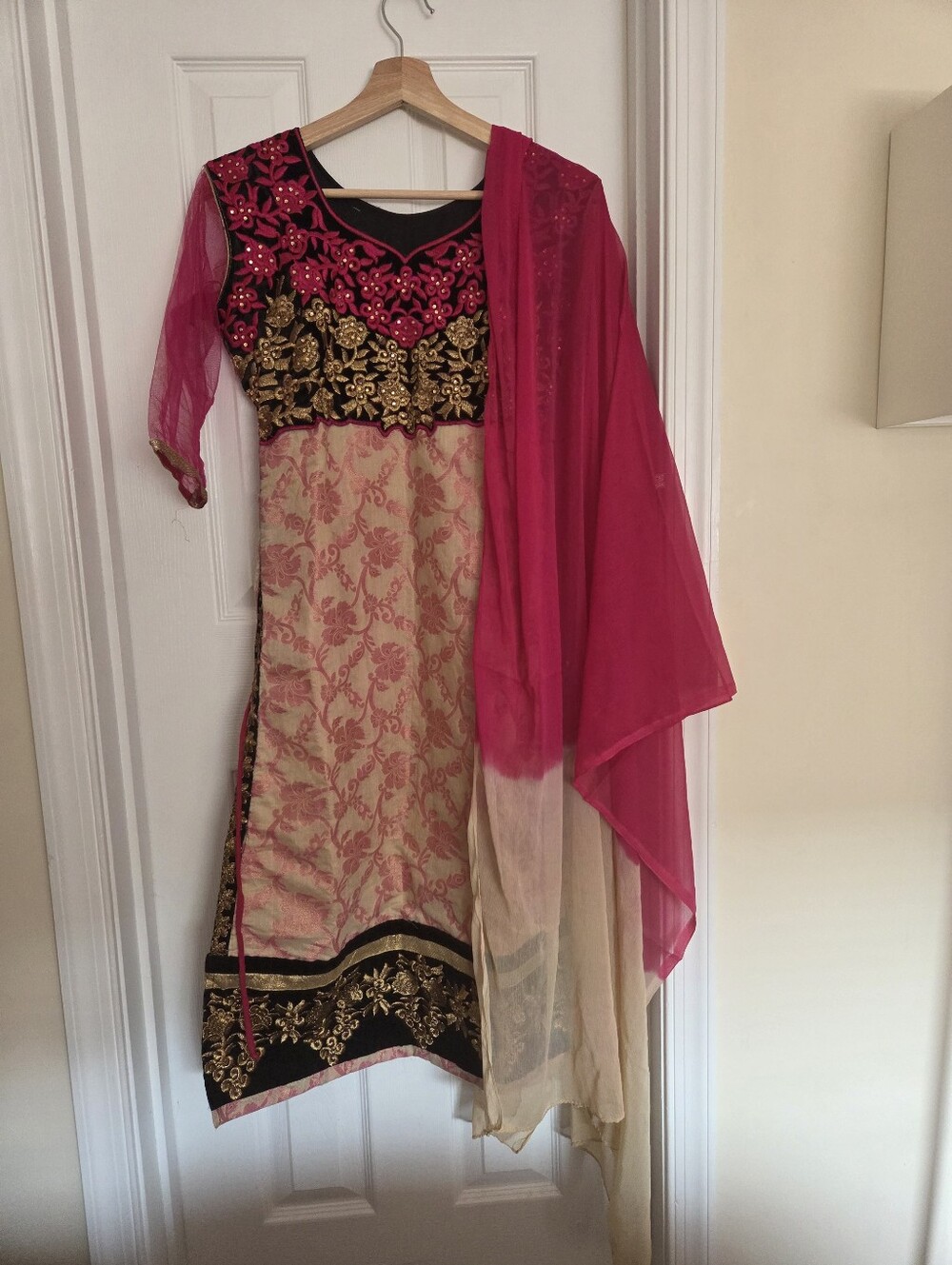 Pink and Beige Salwar Set